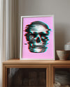 Glitch Kafatası - Dijital Efektli Tasarım Poster Tablosu