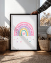 Gökkuşağı Motifi - Renkli Yıldızlar İle Süslenmiş Çizim Poster Tablosu
