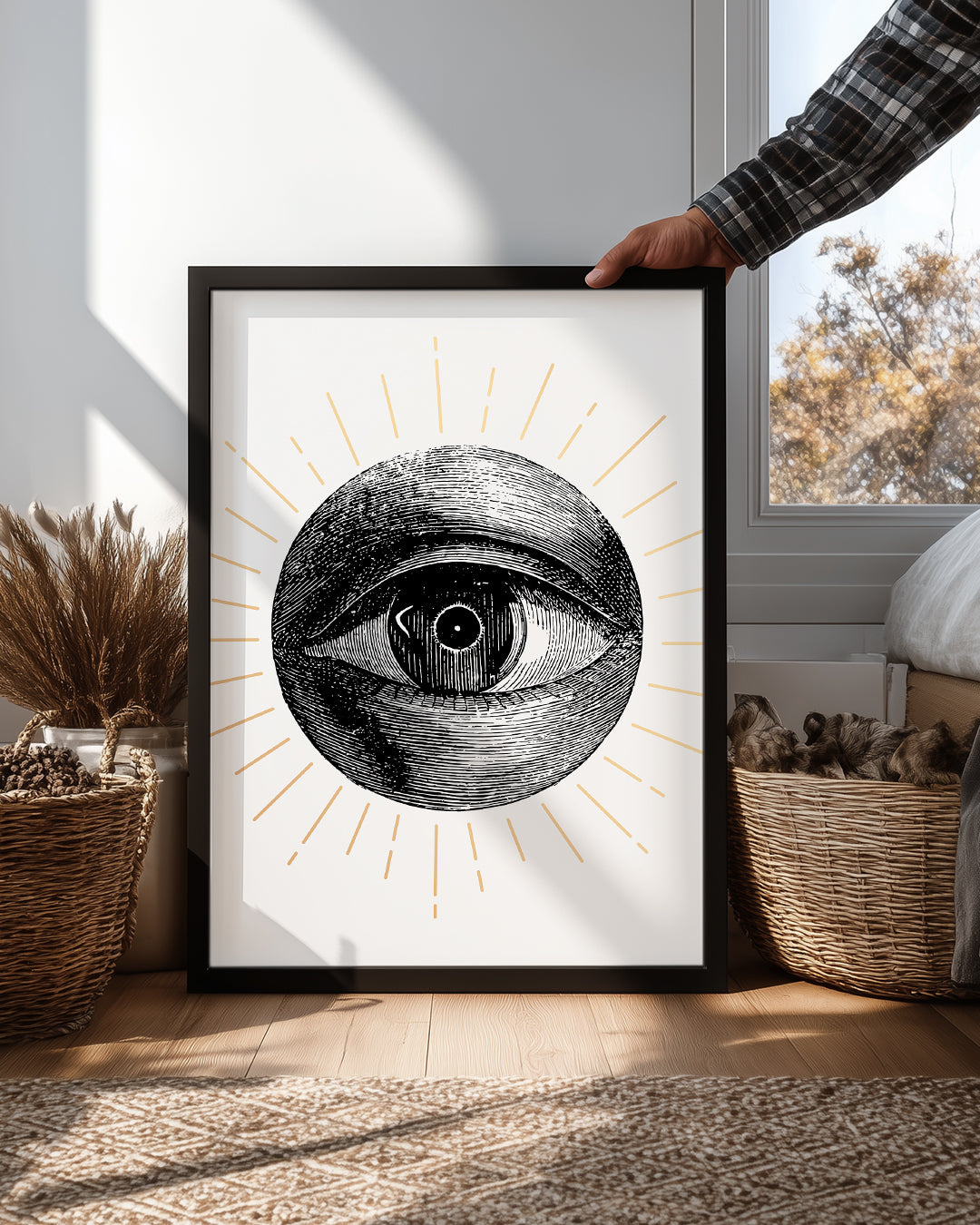 Göz ve Işık - Siyah Beyaz Çizim Poster Tablosu