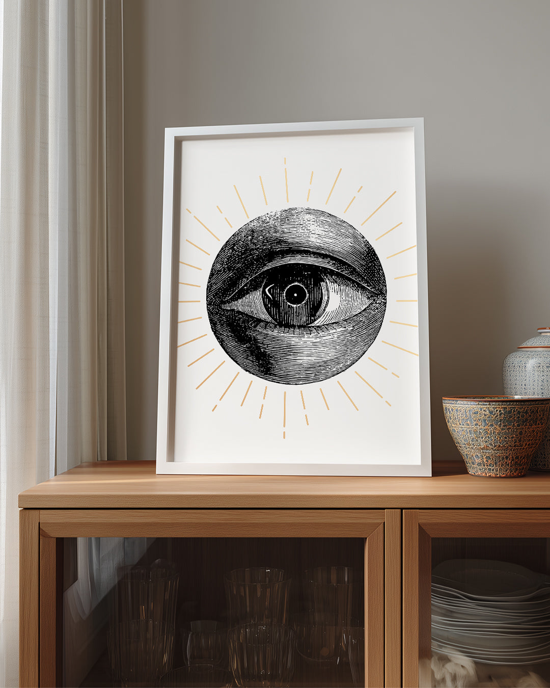 Göz ve Işık - Siyah Beyaz Çizim Poster Tablosu