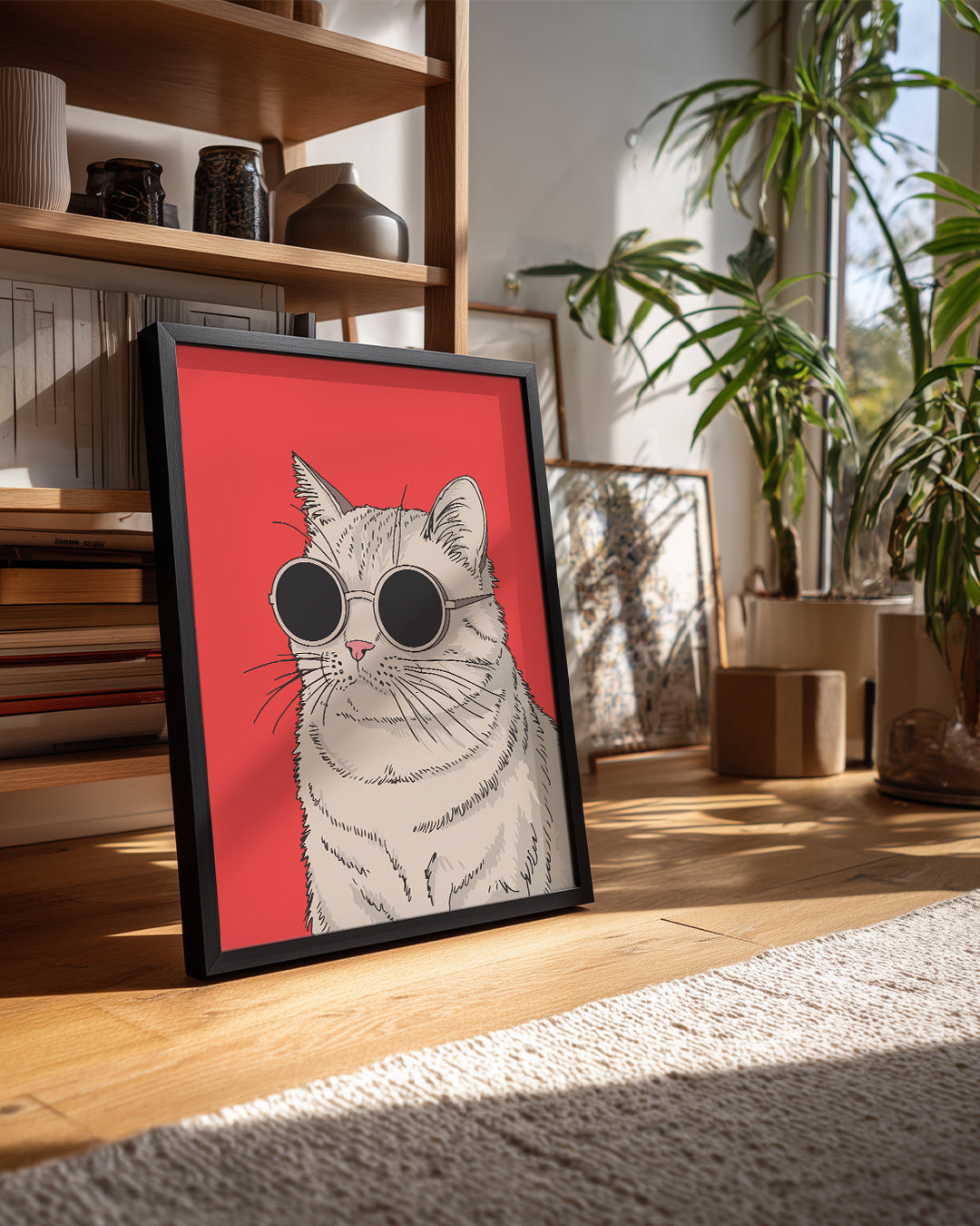 Gözlük Takan Kedi - Şık Ve Eğlenceli Karakter İllüstrasyonu Poster Tablosu