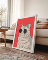 Gözlük Takan Kedi - Şık Ve Eğlenceli Karakter İllüstrasyonu Poster Tablosu