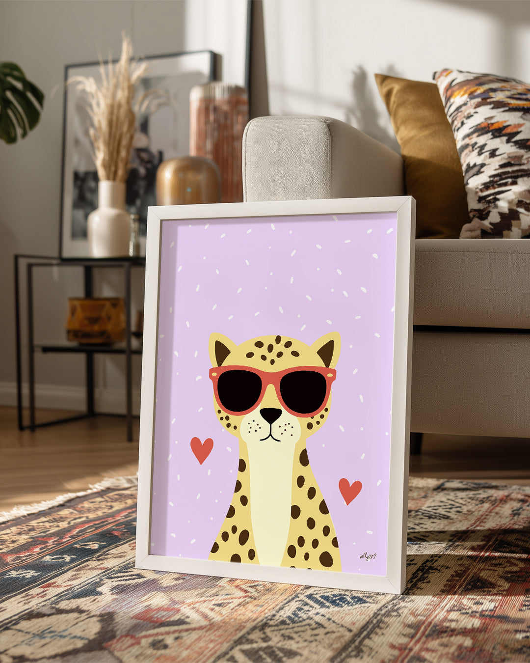 Gözüklü Leopar - Sevimli Kedi Karakteri Poster Tablosu