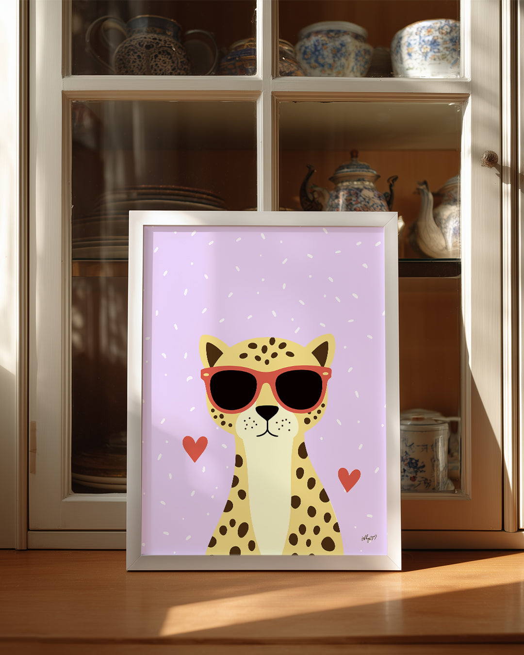 Gözüklü Leopar - Sevimli Kedi Karakteri Poster Tablosu