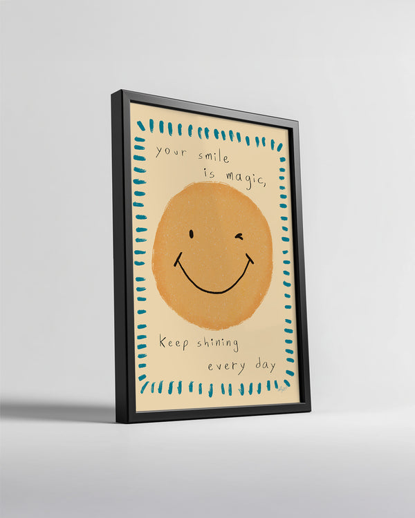 Gülümseme Sembolü - Mutluluk Verici Mesaj Tasarımı Poster Tablosu