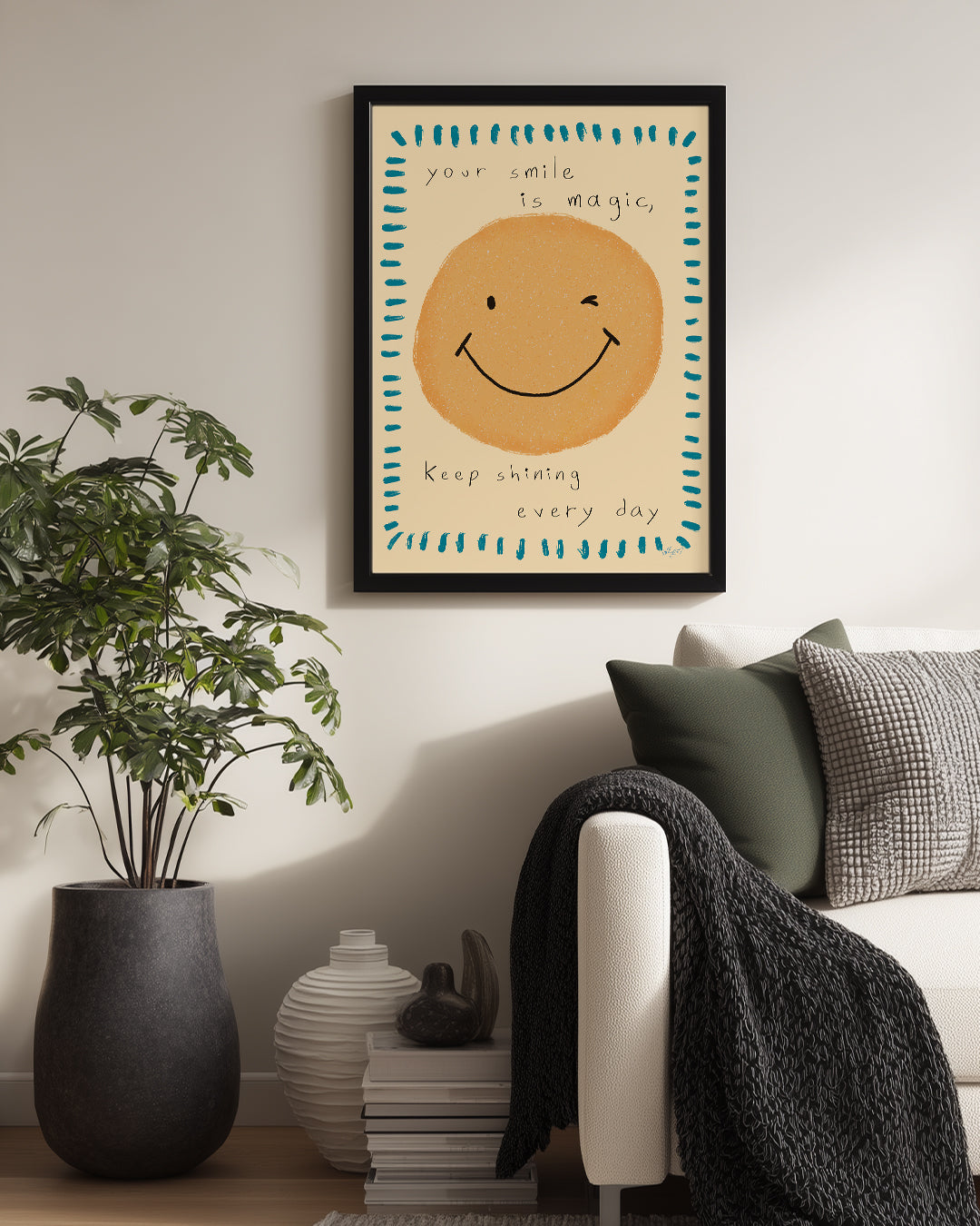 Gülümseme Sembolü - Mutluluk Verici Mesaj Tasarımı Poster Tablosu
