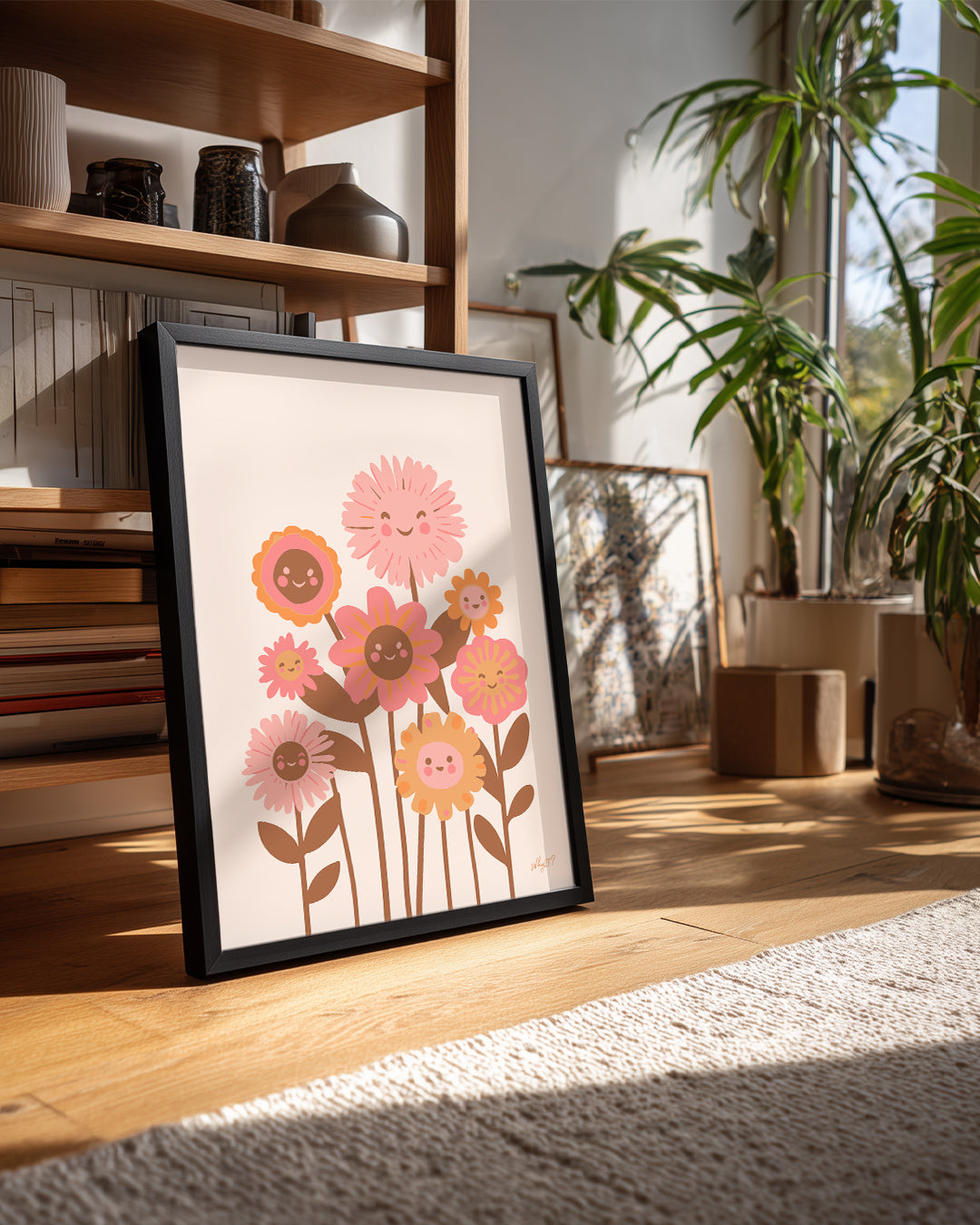 Gülümseyen Çiçekler - Neşeli Bitki Tasarımı Poster Tablosu