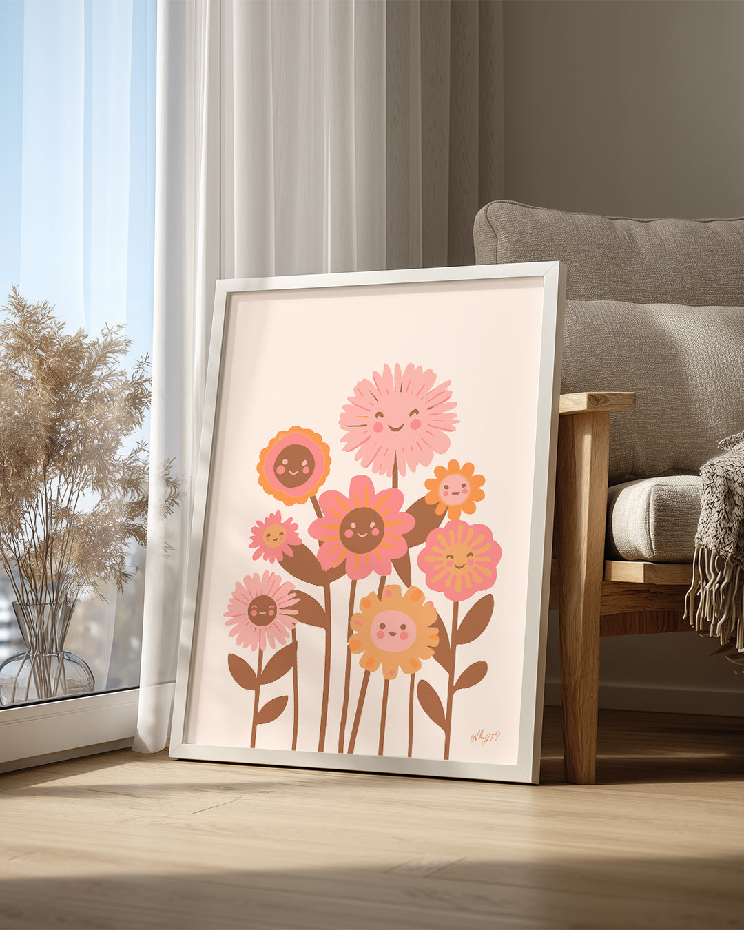 Gülümseyen Çiçekler - Neşeli Bitki Tasarımı Poster Tablosu