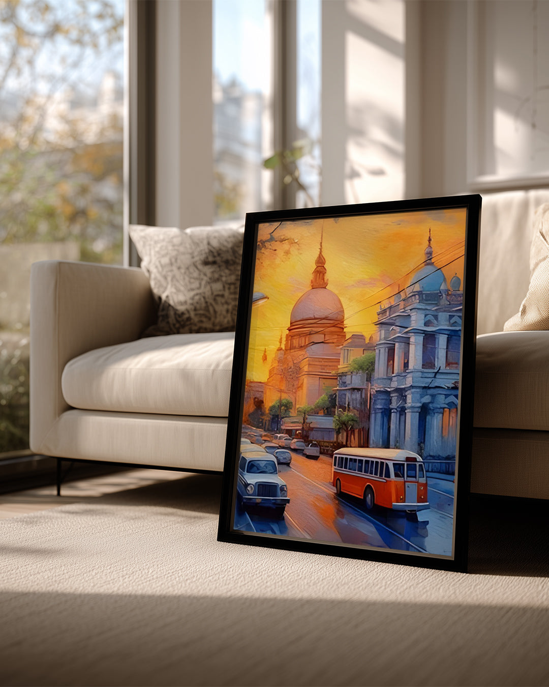 Gün Batımı Şehir Manzarası - Renkli Sokak Sahnesi Poster Tablosu