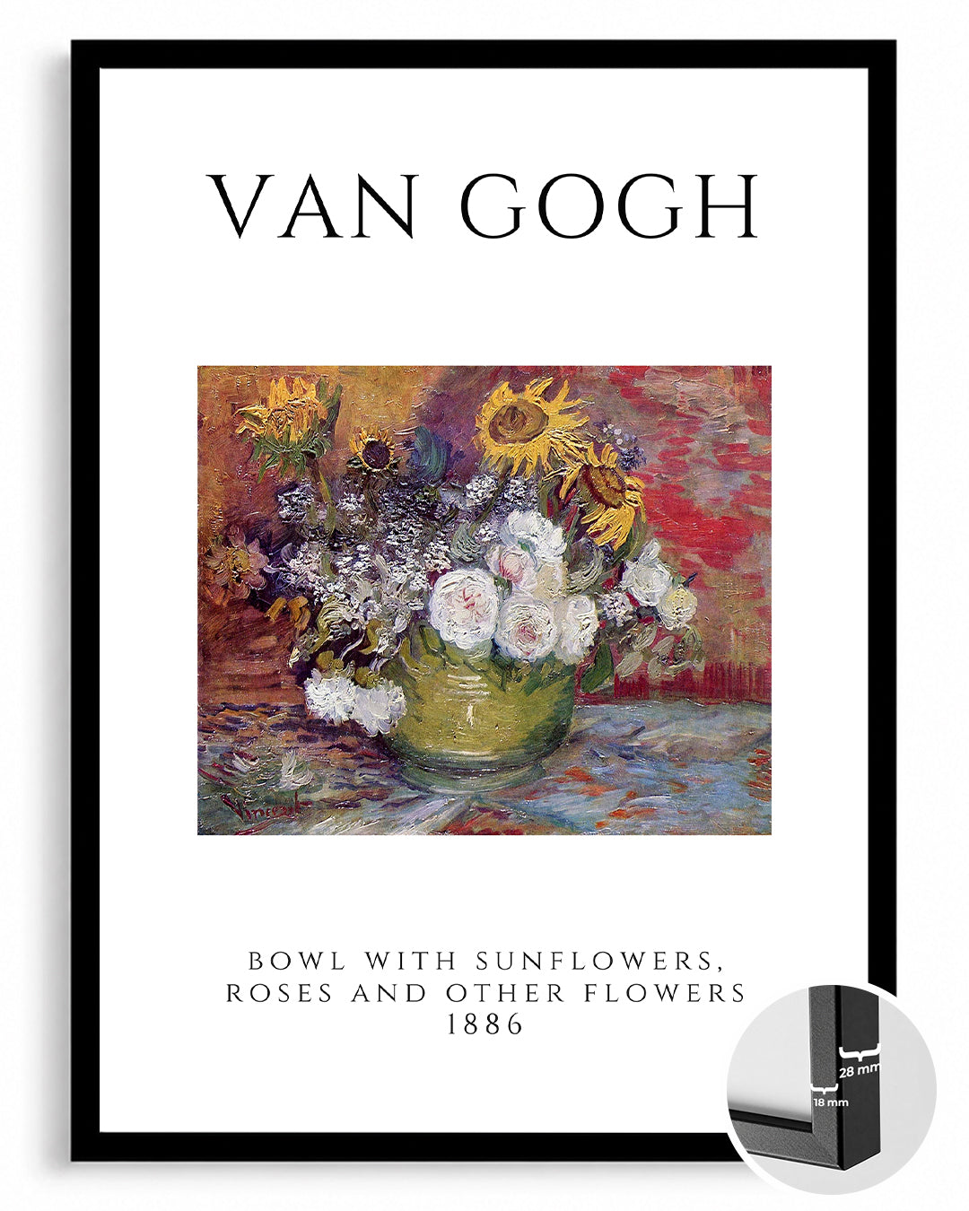 Güneş Çiçekleri Güller ve Diğer Çiçekler - Vincent van Gogh - 1886 Poster Tablosu