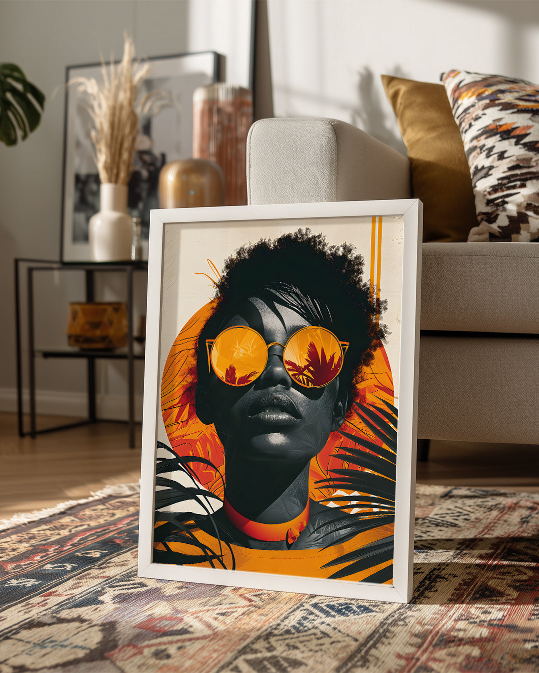 Güneş Gözlükleriyle Kadın Portresi - Afrika Sanatı Poster Tablosu