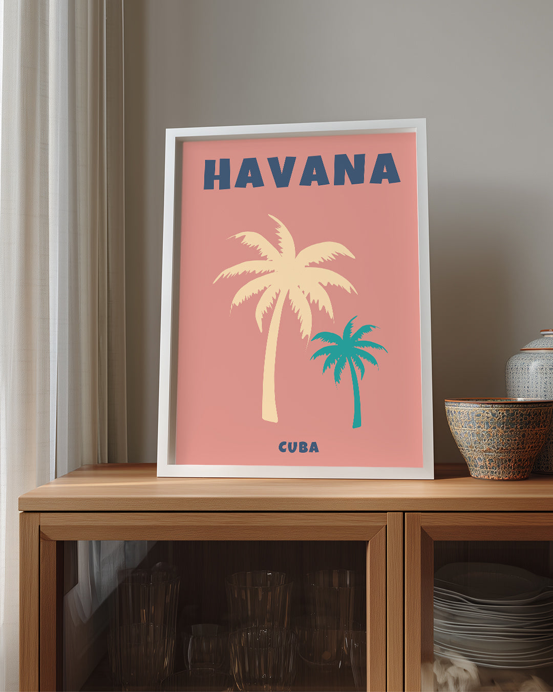 Havana Palmiye - Tropik Minimal Tasarım Poster Tablosu