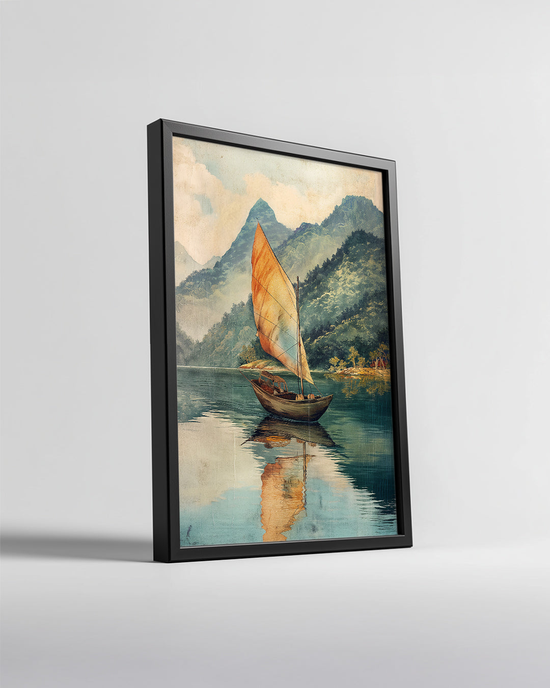 Hayvan Türü - Su Üzerinde Yol Alan Tekne Poster Tablosu