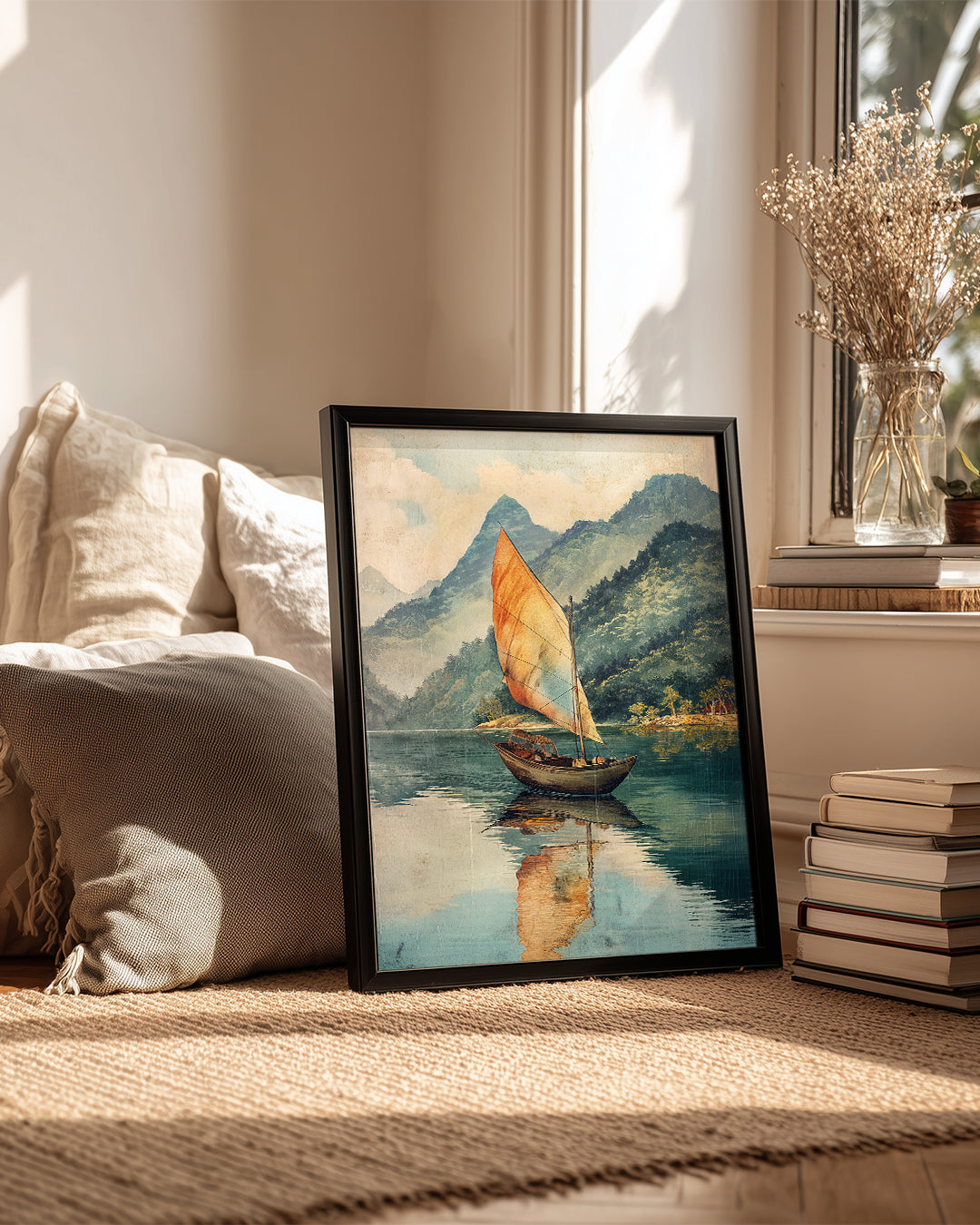Hayvan Türü - Su Üzerinde Yol Alan Tekne Poster Tablosu