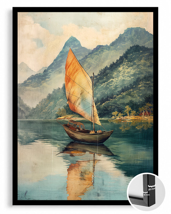 Hayvan Türü - Su Üzerinde Yol Alan Tekne Poster Tablosu