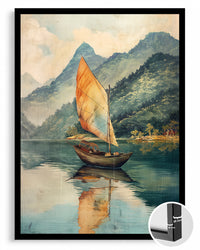Hayvan Türü - Su Üzerinde Yol Alan Tekne Poster Tablosu