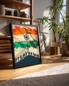 Hindistan Bayrağı - Kutlayan İnsan Silüetleri Poster Tablosu