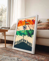 Hindistan Bayrağı - Kutlayan İnsan Silüetleri Poster Tablosu