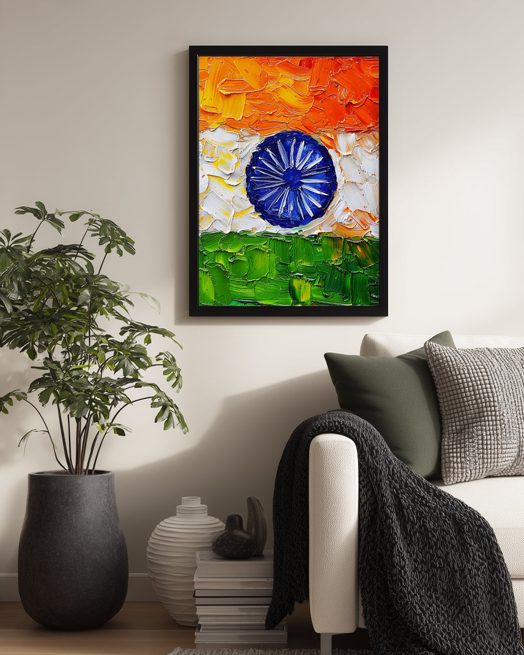 Hindistan Bayrağı - Renkli Yağlı Boya Tekniği Poster Tablosu