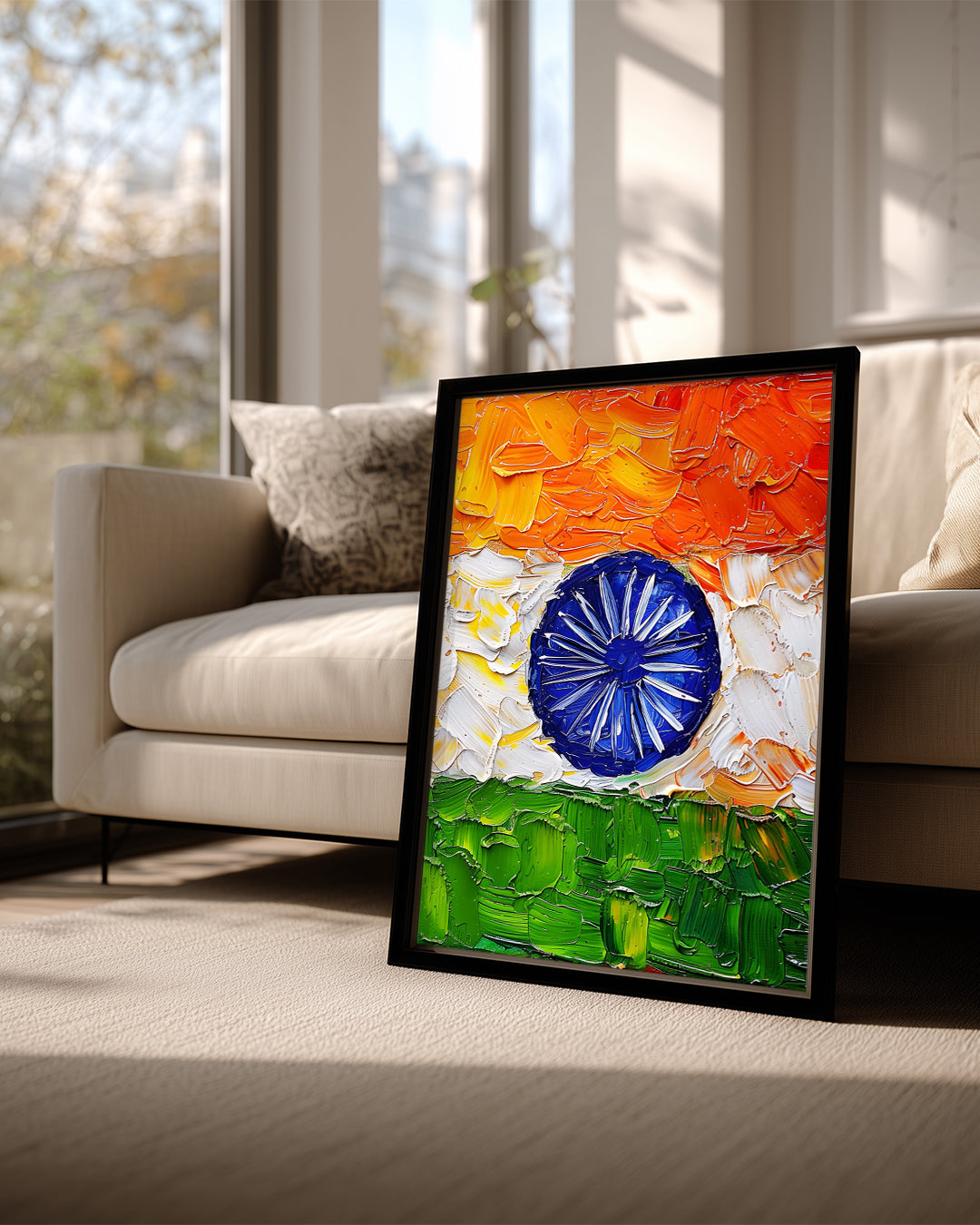 Hindistan Bayrağı - Renkli Yağlı Boya Tekniği Poster Tablosu