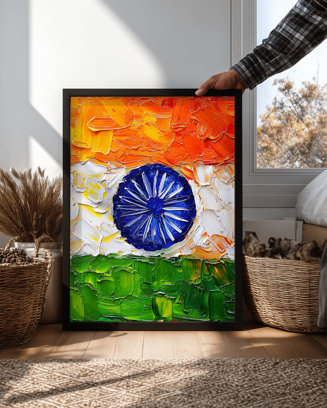 Hindistan Bayrağı - Renkli Yağlı Boya Tekniği Poster Tablosu