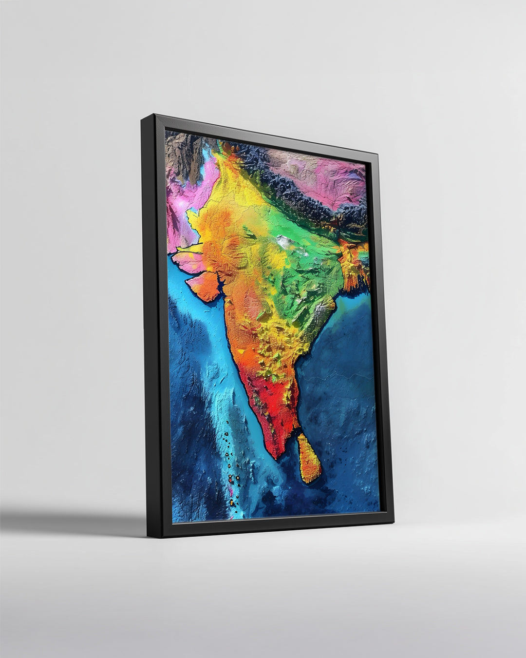 Hindistan Haritası - Renkli Coğrafi Görünüm Poster Tablosu