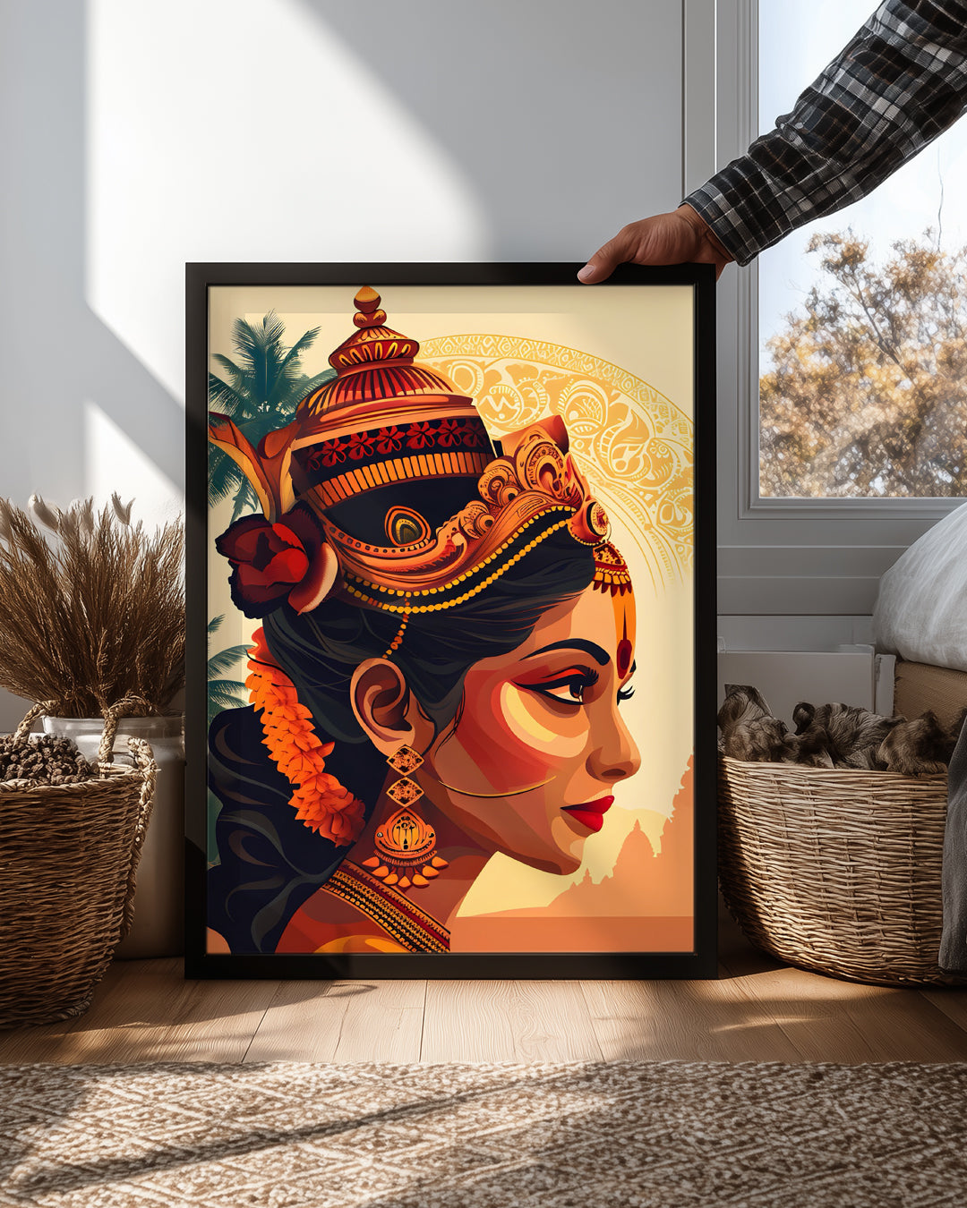 Hindistanlı Kadın Portresi - Geleneksel Takı İle Süslenmiş Poster Tablosu