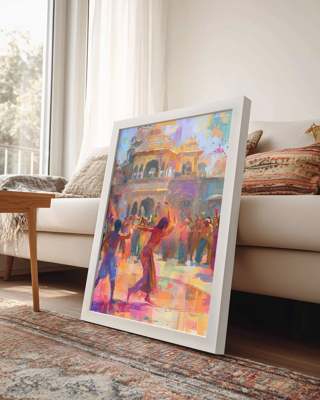 Holi Festivali Kutlaması - Renkli Kalabalık ve Hareketli Atmosfer Poster Tablosu