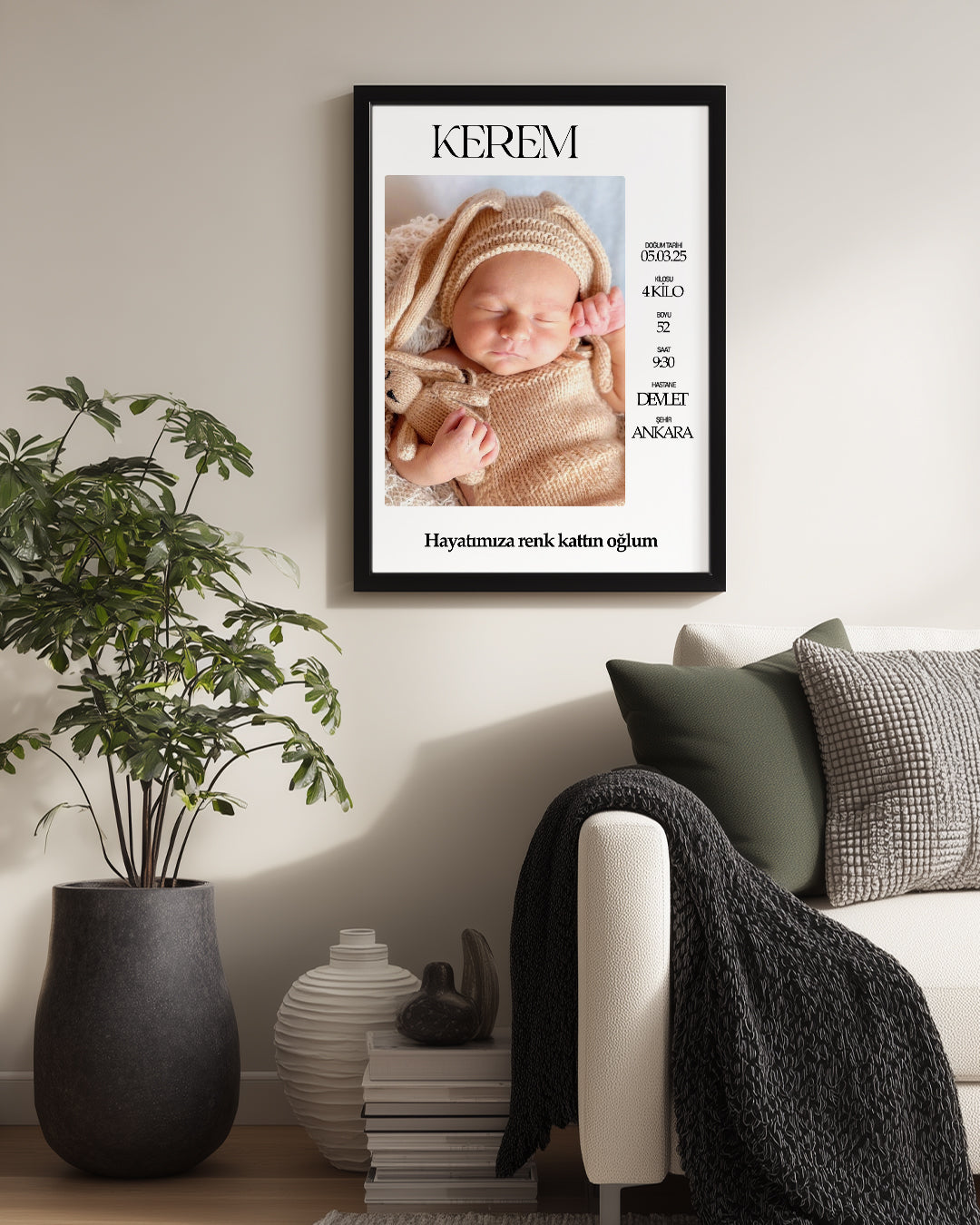İlk Anın Hatırası – Kişiselleştirilebilir Bebek Doğum Tablo