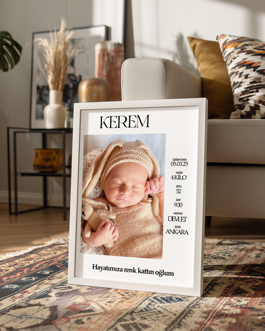 İlk Anın Hatırası – Kişiselleştirilebilir Bebek Doğum Tablo