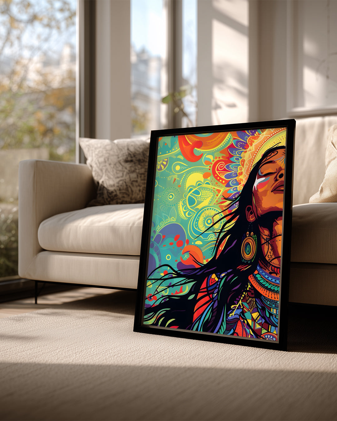 Kadın Portresi - Renkli Duygularla Dolu Sanat Eseri Poster Tablosu