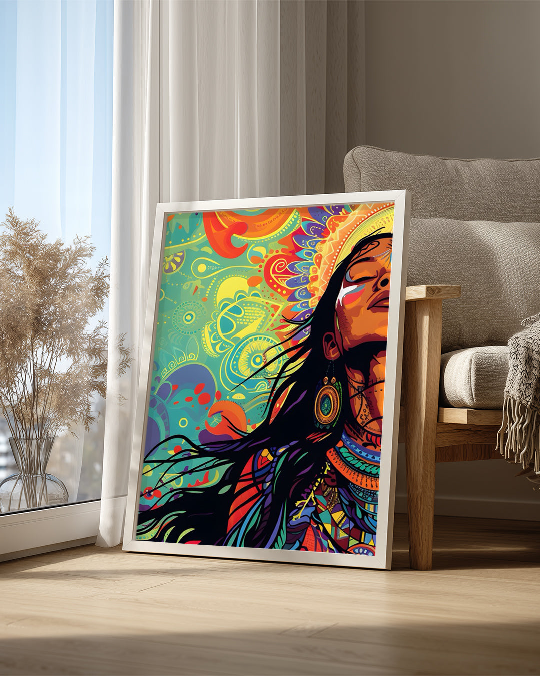 Kadın Portresi - Renkli Duygularla Dolu Sanat Eseri Poster Tablosu