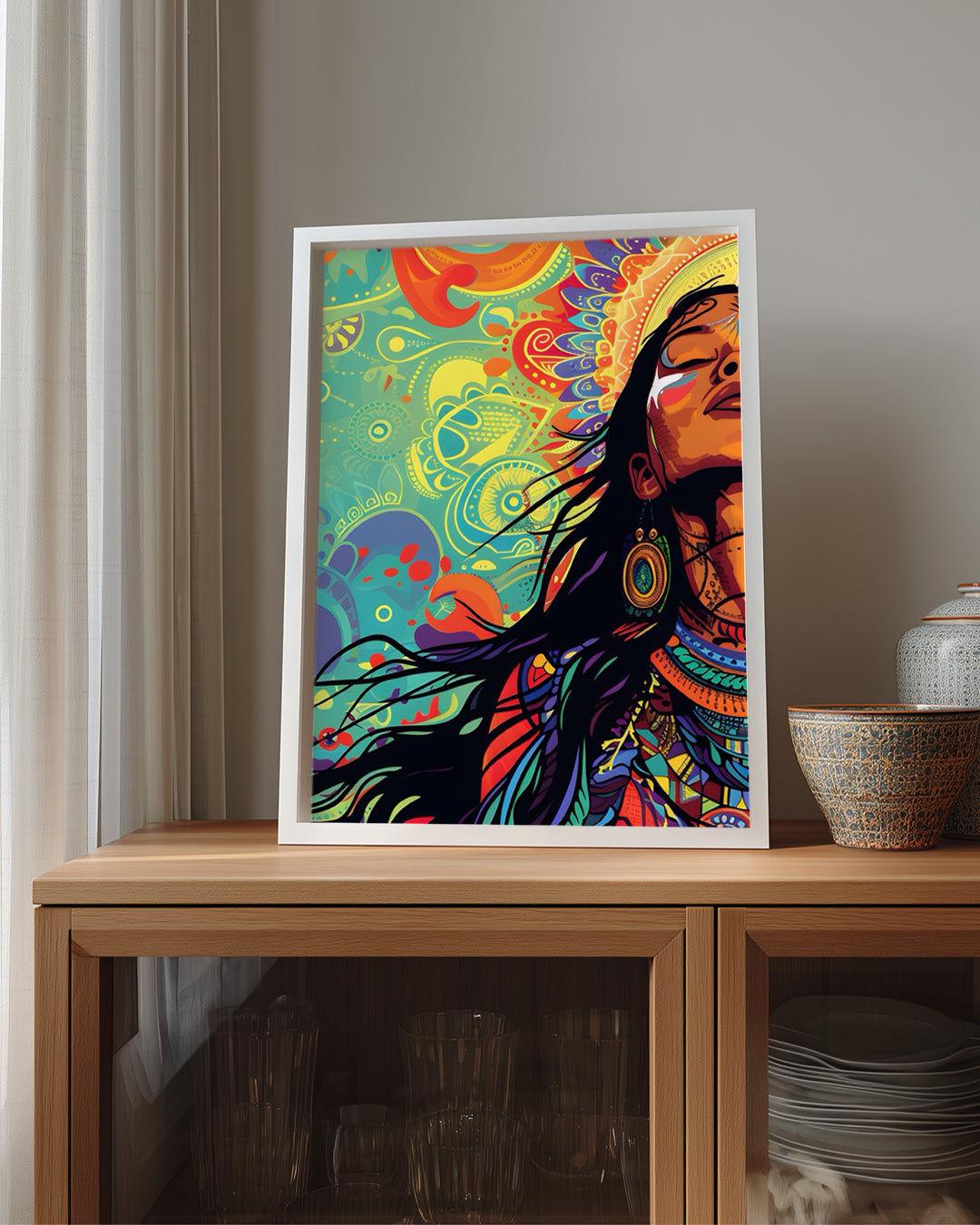 Kadın Portresi - Renkli Duygularla Dolu Sanat Eseri Poster Tablosu