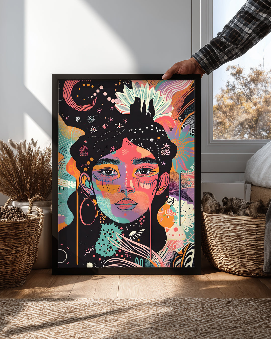 Kadın Portresi - Renkli Sanat ve Duygu İfadesi Poster Tablosu