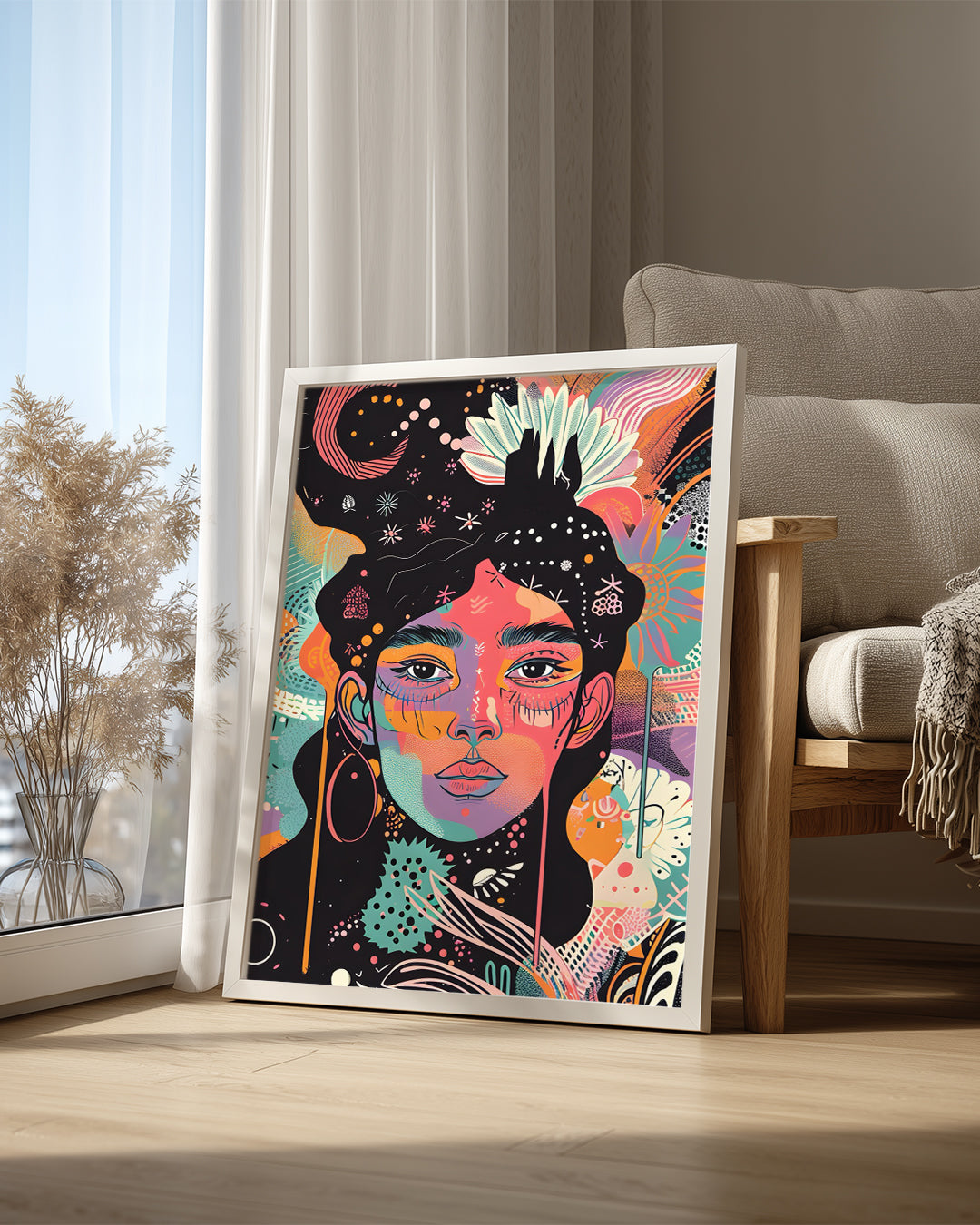 Kadın Portresi - Renkli Sanat ve Duygu İfadesi Poster Tablosu