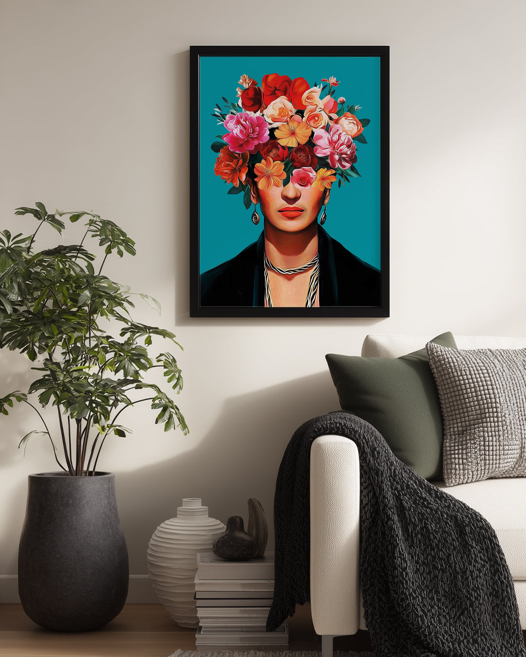 Kafadan Çıkan Çiçekler Poster Tablosu