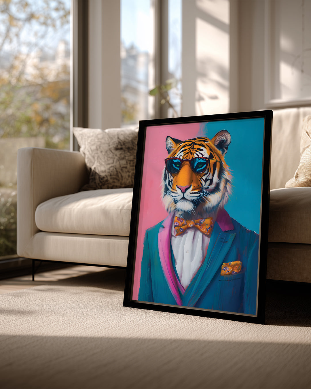 Kaplan - Gözlüklü Şık Kostüm Poster Tablosu