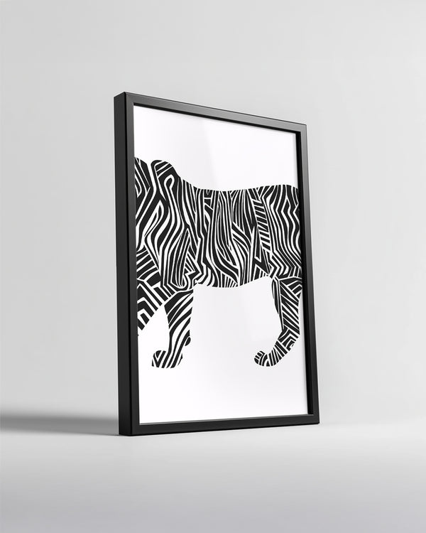 Kaplan - Siyah Beyaz Desen Poster Tablosu