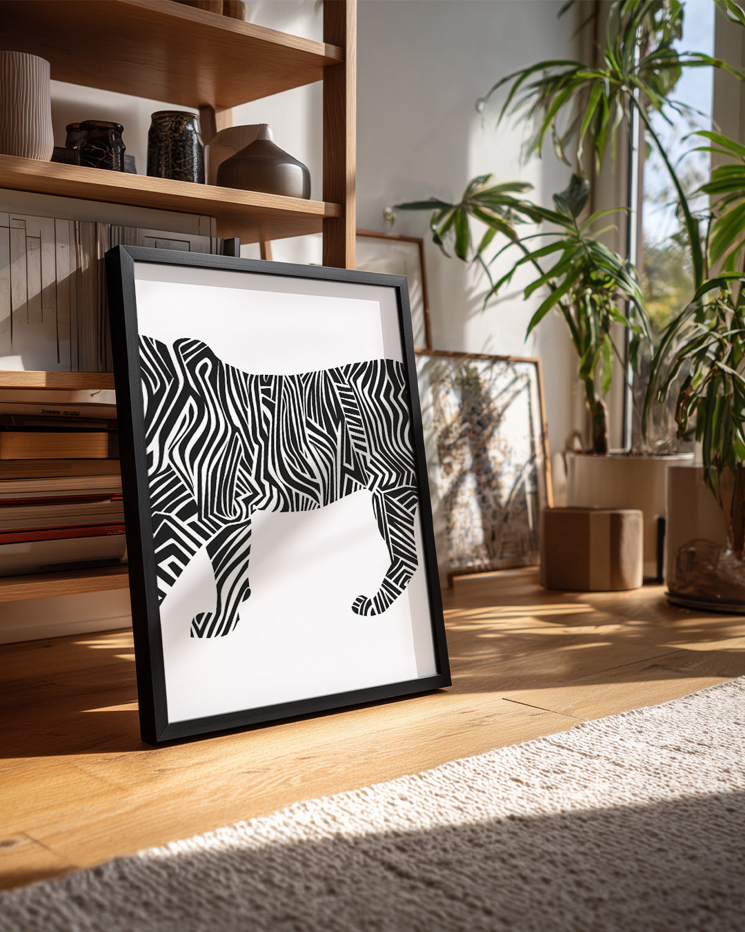 Kaplan - Siyah Beyaz Desen Poster Tablosu