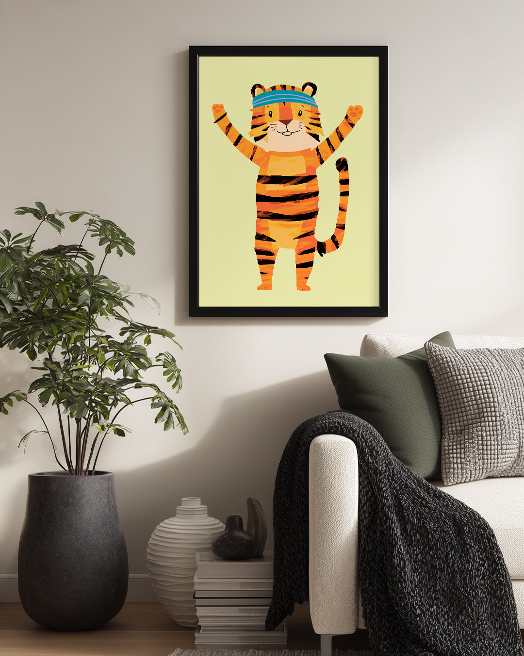 Kaplanlı Karakter - Eğlenceli Spor Figürü Poster Tablosu