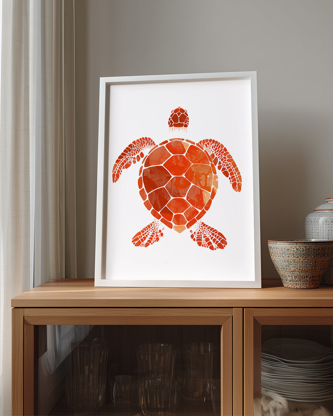 Kaplumbağa - Turuncu Desen Poster Tablosu