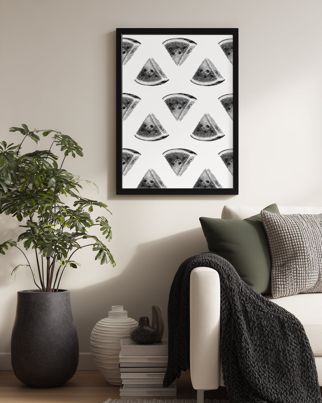 Karpuz Deseni - Siyah Beyaz Noktalar Poster Tablosu