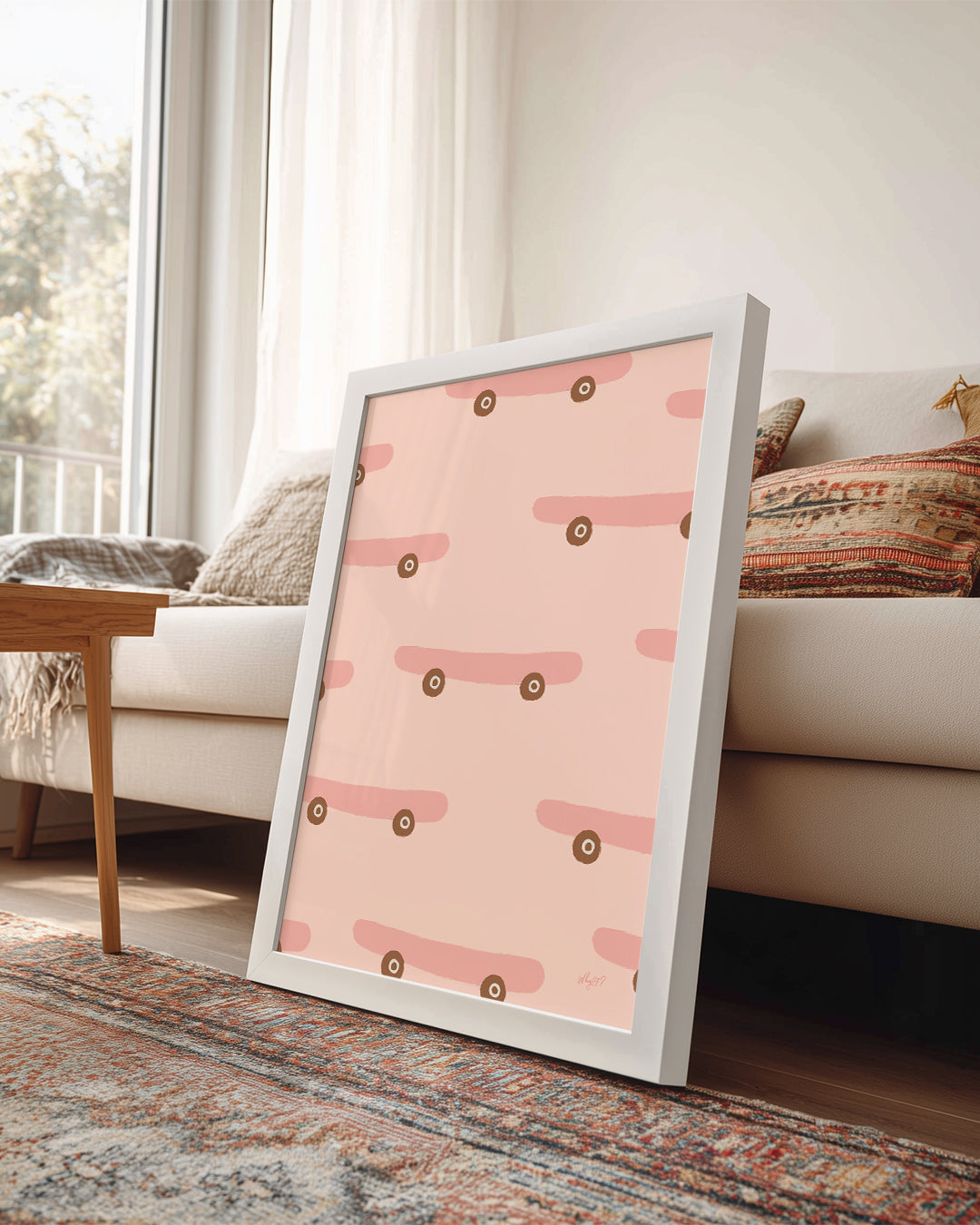 Kaykay Deseni - Yumuşak Renklerle Sade Arka Plan Poster Tablosu