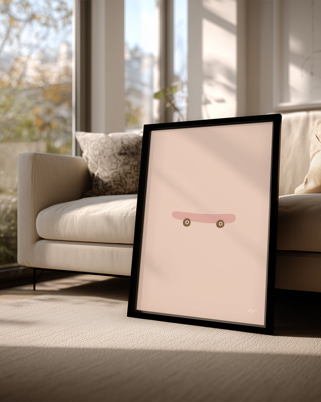 Kaykay Tasarımı - Minimalist Renkli Çizim Poster Tablosu