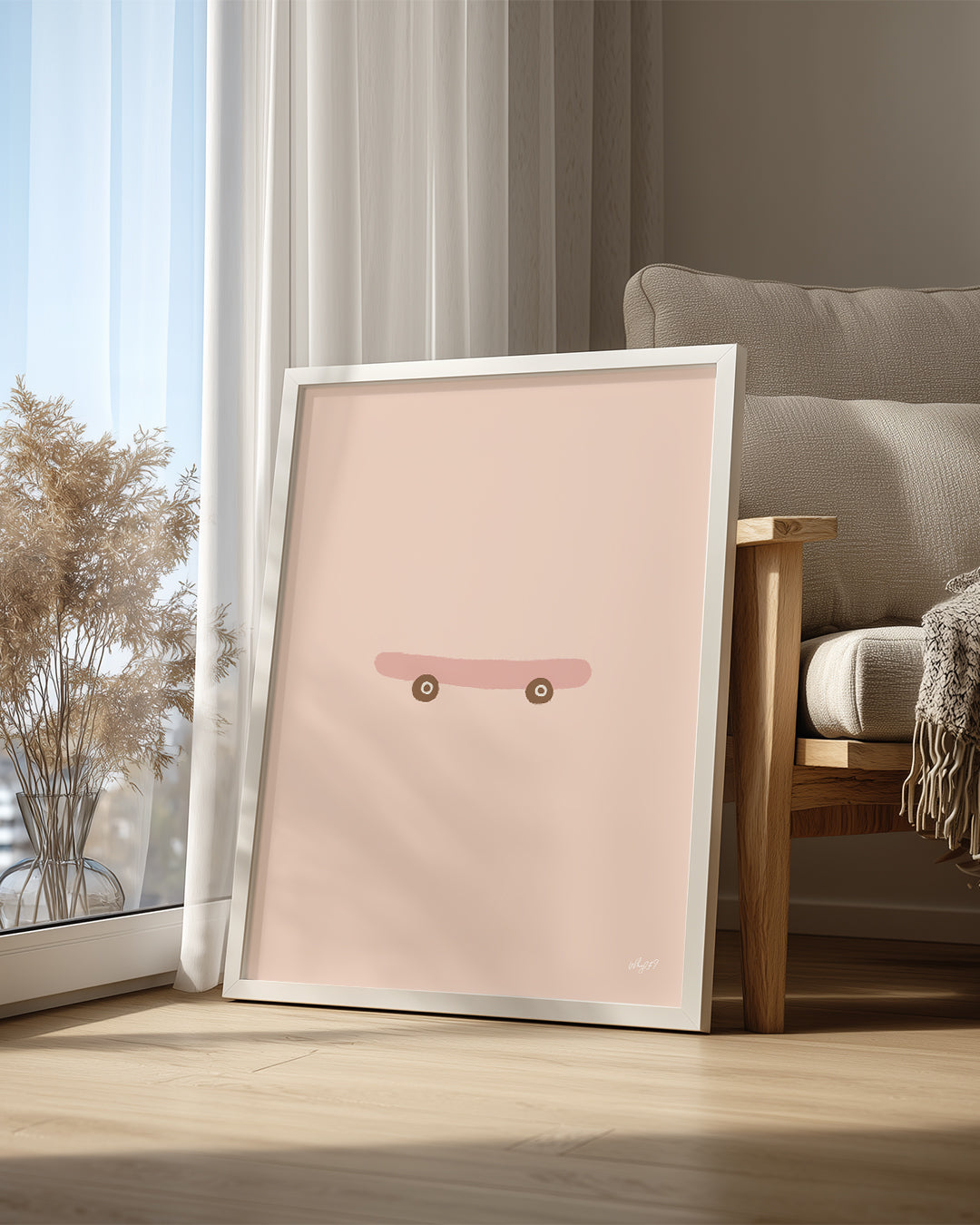 Kaykay Tasarımı - Minimalist Renkli Çizim Poster Tablosu