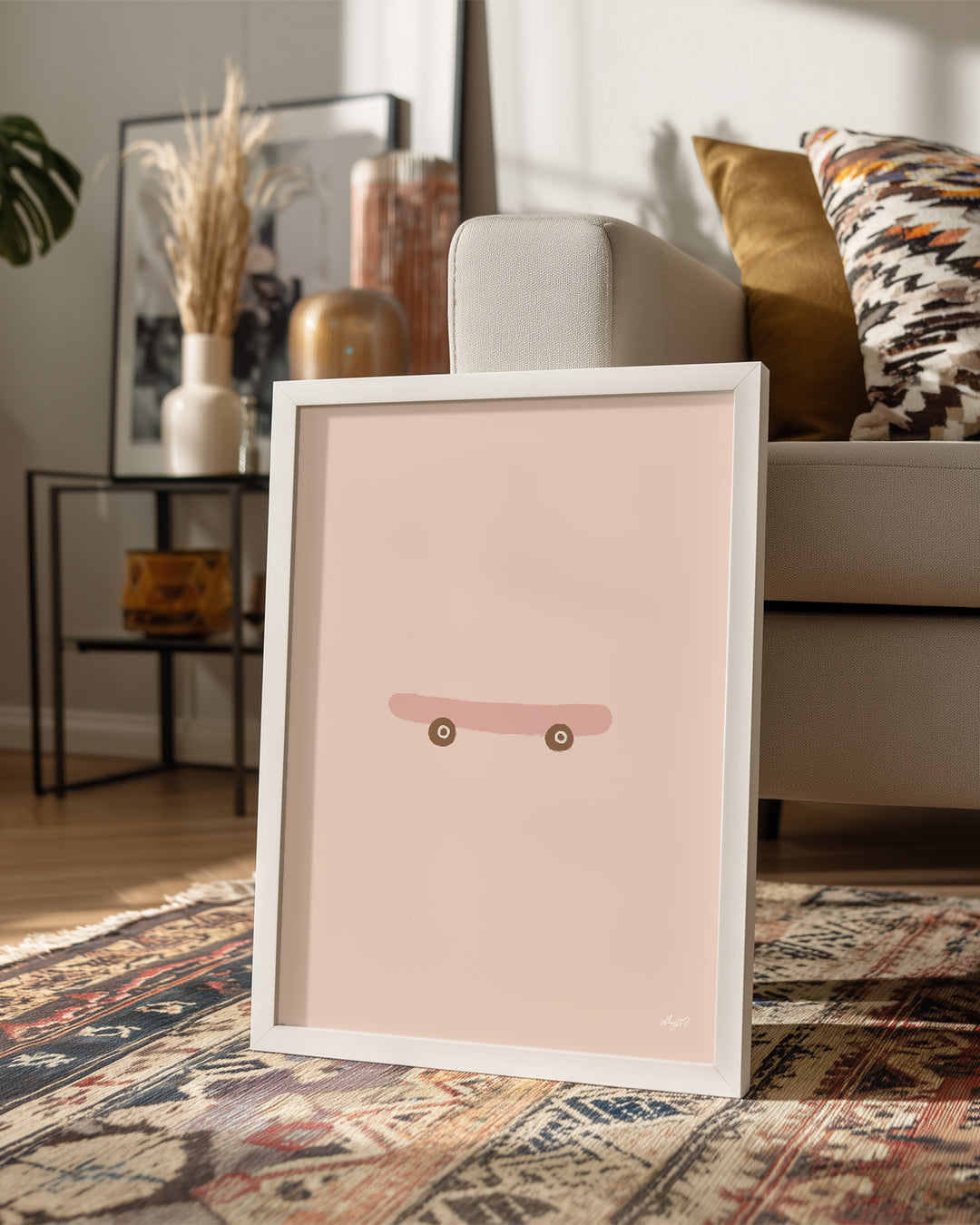 Kaykay Tasarımı - Minimalist Renkli Çizim Poster Tablosu