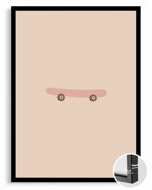 Kaykay Tasarımı - Minimalist Renkli Çizim Poster Tablosu