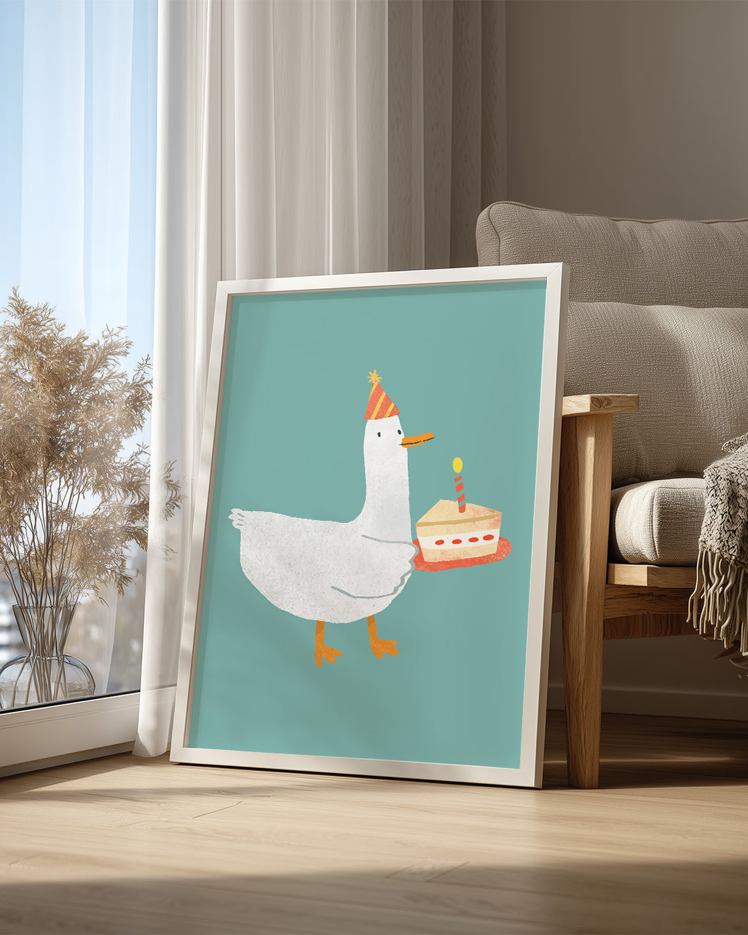 Kaz - Parti Şapkası ve Pasta Poster Tablosu