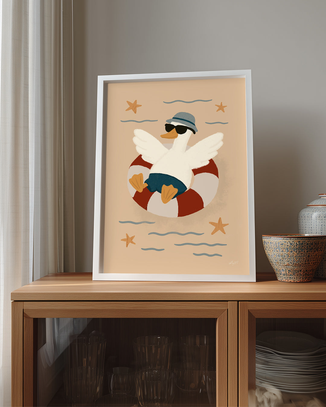 Kaz Plaj Keyfi - Eğlenceli Yaz Teması Poster Tablosu