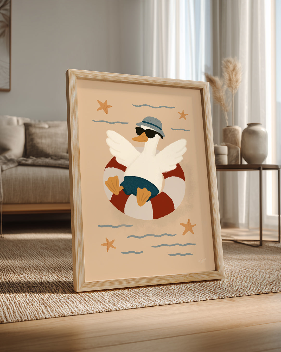 Kaz Plaj Keyfi - Eğlenceli Yaz Teması Poster Tablosu